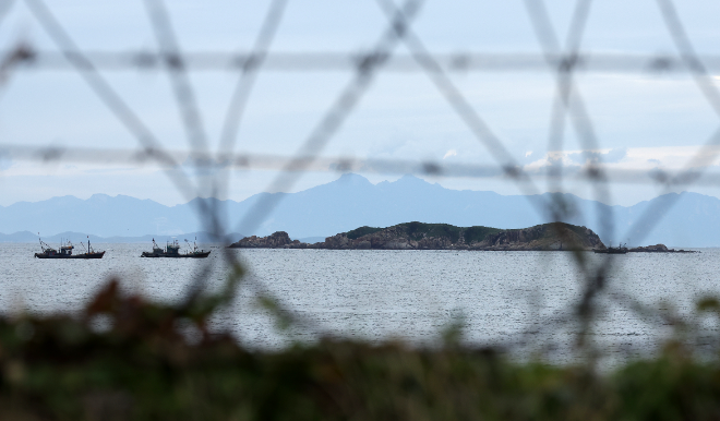 연평도에서 바라본 북한.(사진=연합뉴스)