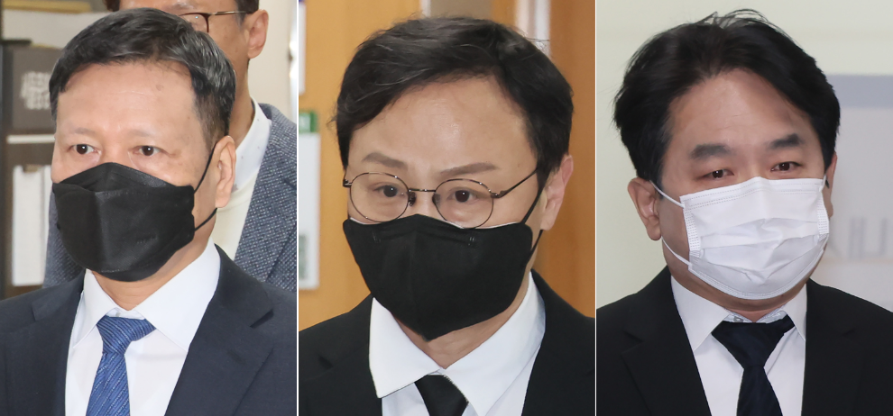 첫재판에 나선 구영배 큐텐그룹 대표, 류광진 티몬 대표, 류화현 위메프 대표(사진=연합뉴스)