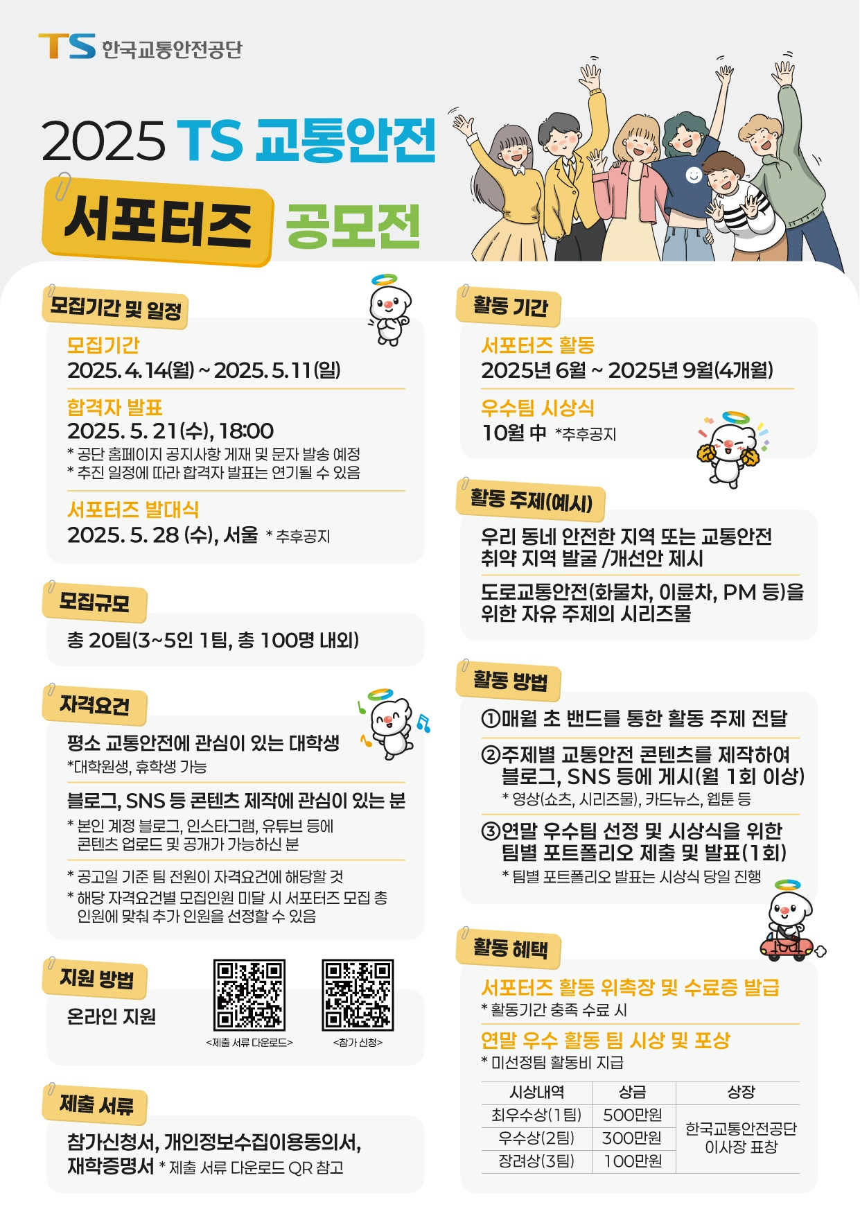 “총 상금 1400만원”…TS 교통안전 서포터즈 공모전 실시