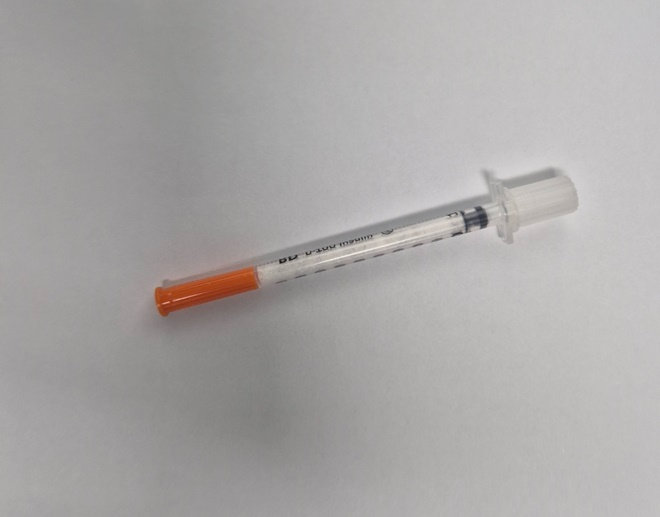 필로폰 3.36g이 들어 있는 주사기 1점.(사진제공=경남경찰청)