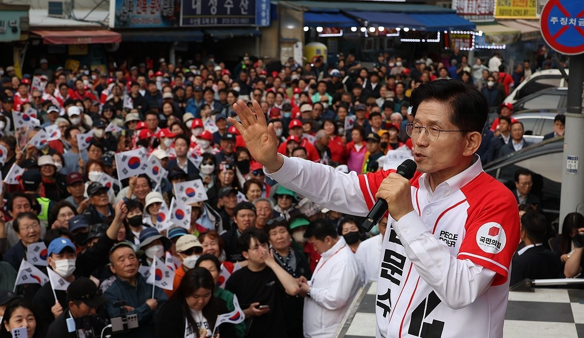 유세하는 김문수 후보(사진=연합뉴스)