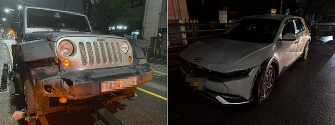 가해차량과 피해차량.(사진제공=부산경찰청)