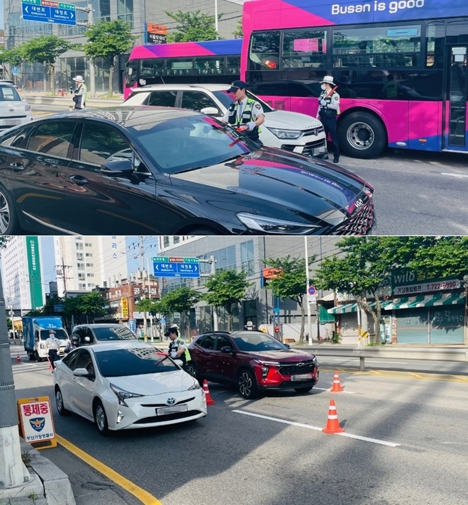 출근길 숙취 음주단속.(제공=부산경찰청)