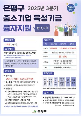 중소기업 육성기금 융자지원 안내 포스터