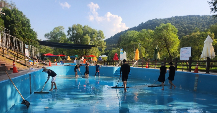 두계천 생태공원 물놀이장 개장 준비