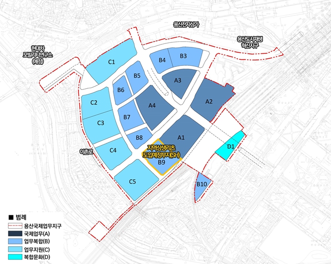 용산국제업무지구 지역상생리츠 도입예정부지(지역상생리츠 도입 검토과정에서 대상부지 변경될 수 있음)