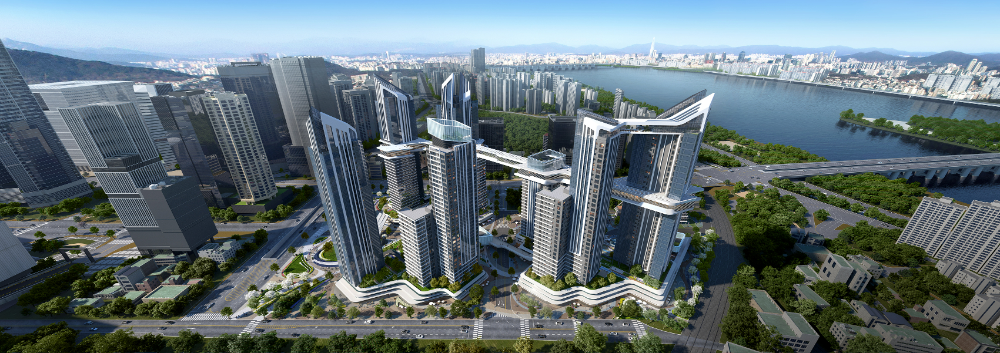 HDC현대산업개발이 용산정비창 전면1구역에 제안한 ‘더 라인 330’ 전경.(사진=HDC현대산업개발)