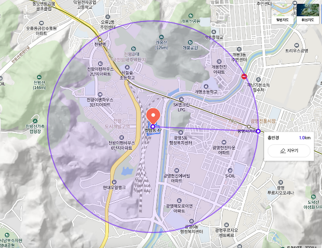 천왕수소발전소 위치도. (사진=광명아파트 카페)