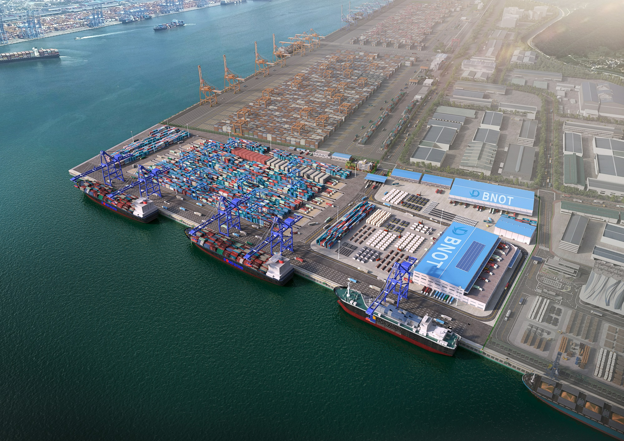 부산항 신항 남컨 서측부두 사업 조감도.(사진=대우건설)