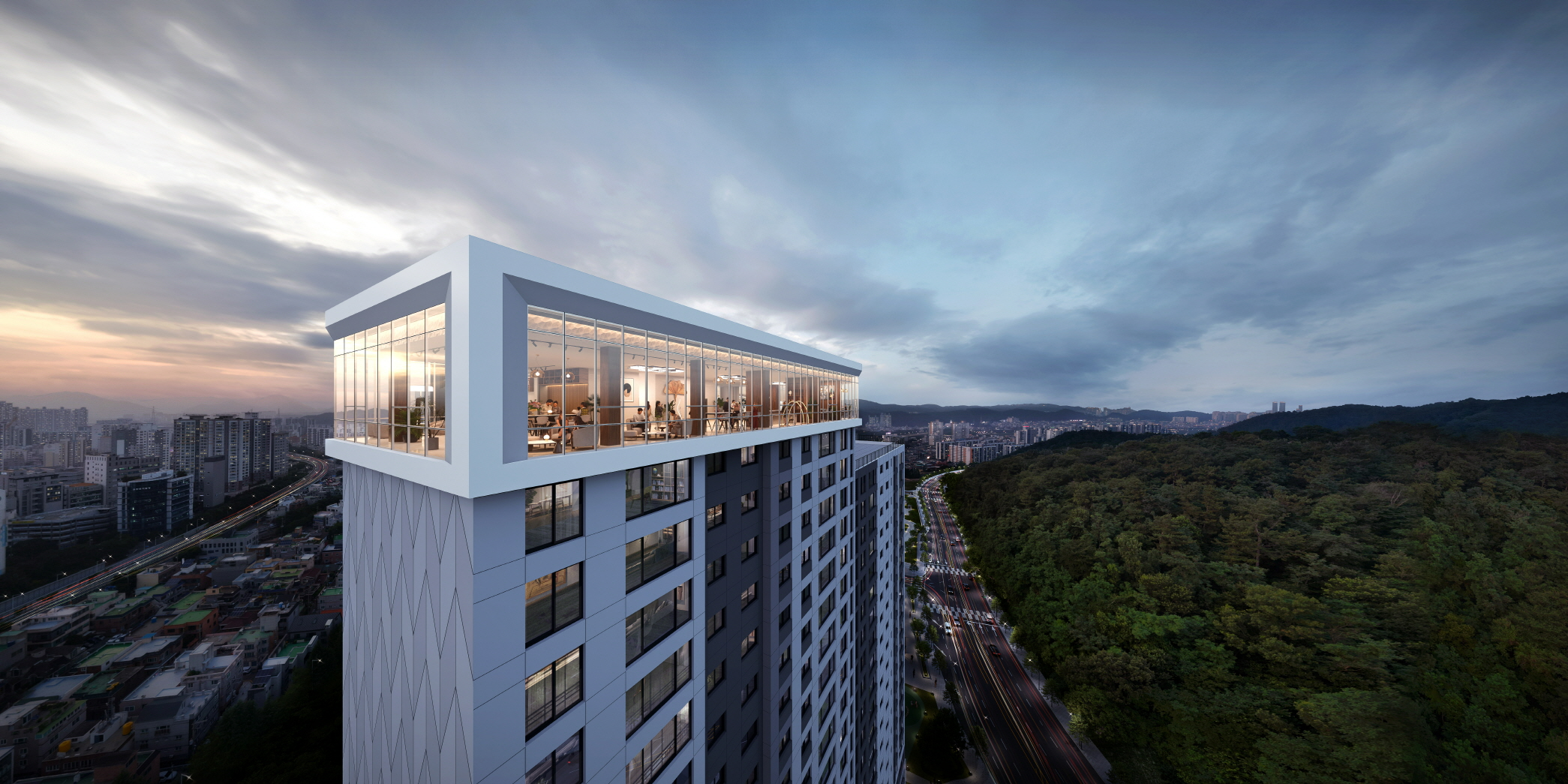 라운지를 바라보는 한화포레나 울산무거 투시도.(사진=한화 건설부문)