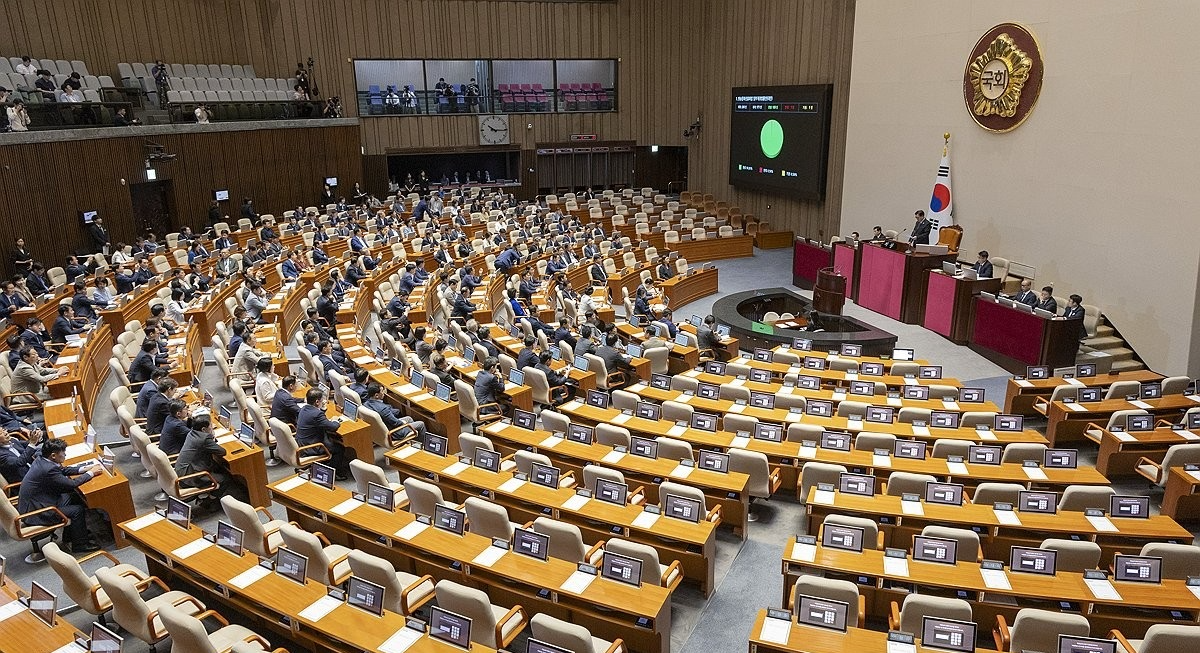 방송3법 중 방문진법 국회 통과한 국회 본회의(사진=연합뉴스)