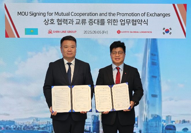 롯데글로벌로지스, 카자흐 ‘신라인그룹’과 물류 확대 맞손