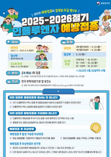 “독감 예방 접종하세요” 22일부터 대상자 무료 접종