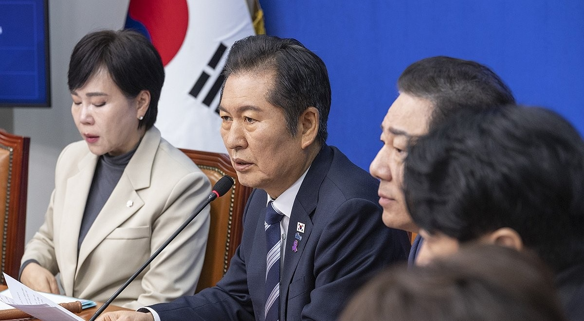 민주당 최고위원회의에서 발언하는 정청래 대표(사진=연합뉴스)