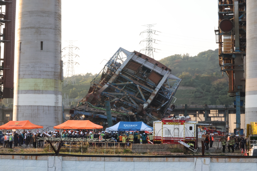 울산화력발전소 붕괴 현장(사진=연합뉴스)