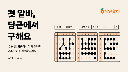 당근알바, 수능 수험생 대상 300만 원 장학금 프로모션 실시