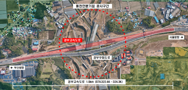 경부고속도로 옥산JCT∼목천IC 구간 차단 작업 실시