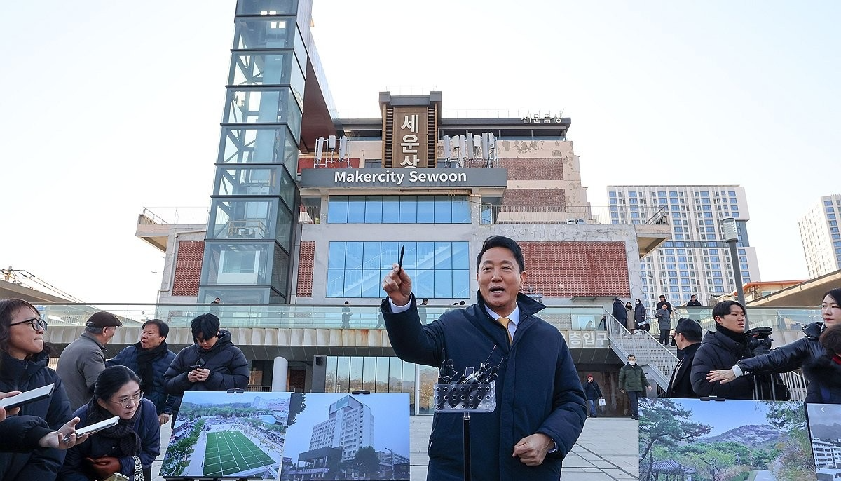 세운지구 재개발 관련 백브리핑하는 오세훈 서울시장(사진=연합뉴스)