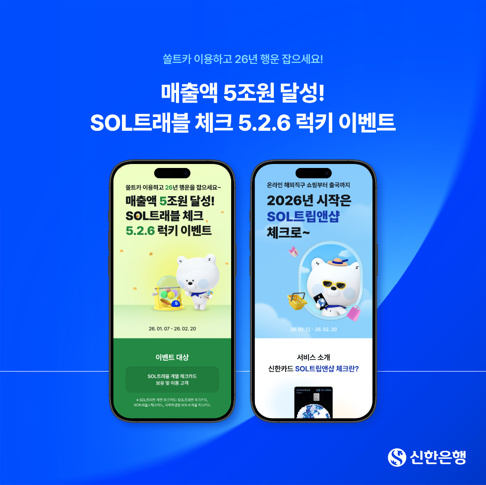 신한은행, SOL트래블 체크카드 이용액 5조원 돌파 기념 이벤트 진행